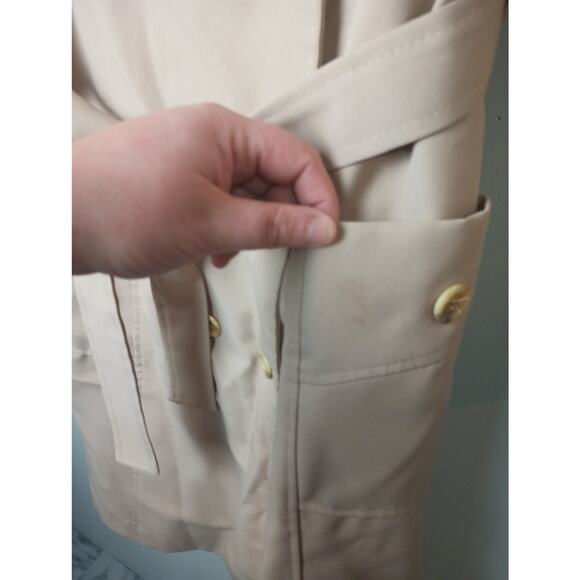 Vintage Women's double-breasted Trench Coat with Belt Size Medium Tan - Picture 2 of 5